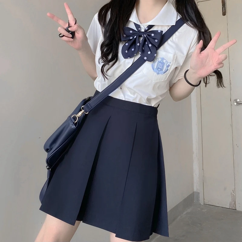 School JK Uniform Dress Women Japanese Girls School Black Gray Cyan Box Pleated Skirt Basic High Waist Slimming Student Clothes