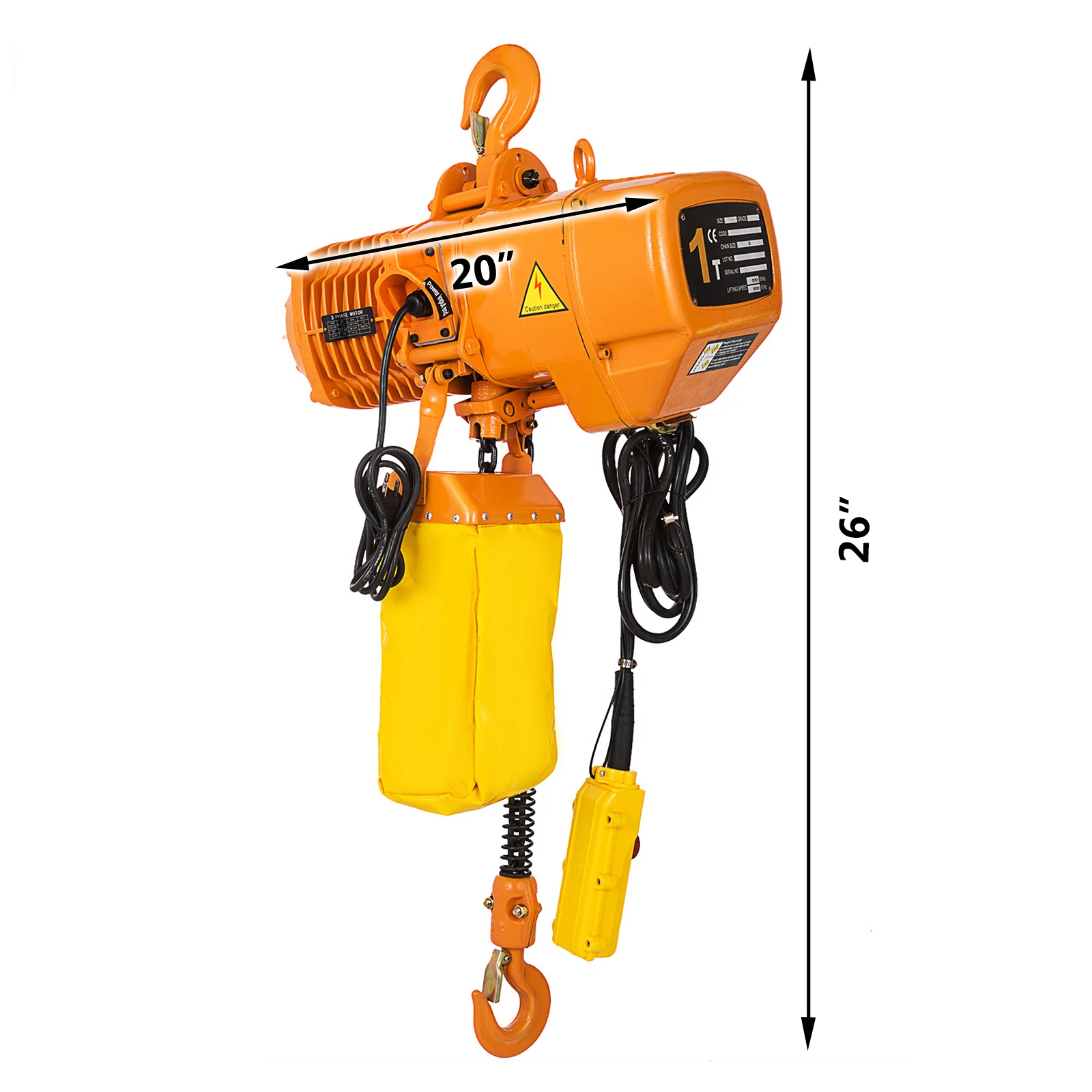 VEVOR 0.5/1Ton 1 PHASE Industrial Electric Chain Hoist 3M High Heavy Duty Cranes Hoists with Limit Switch Hot Forging G80 Hook