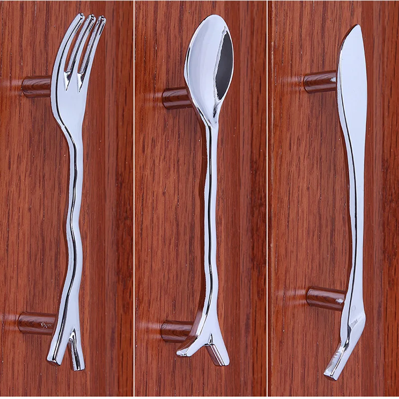 Bronze Spoon Knife Fork Drawer Handles Cartoon Cabinet handle and knobs Antique Cupboard Closet Bars Table knob and Pulls