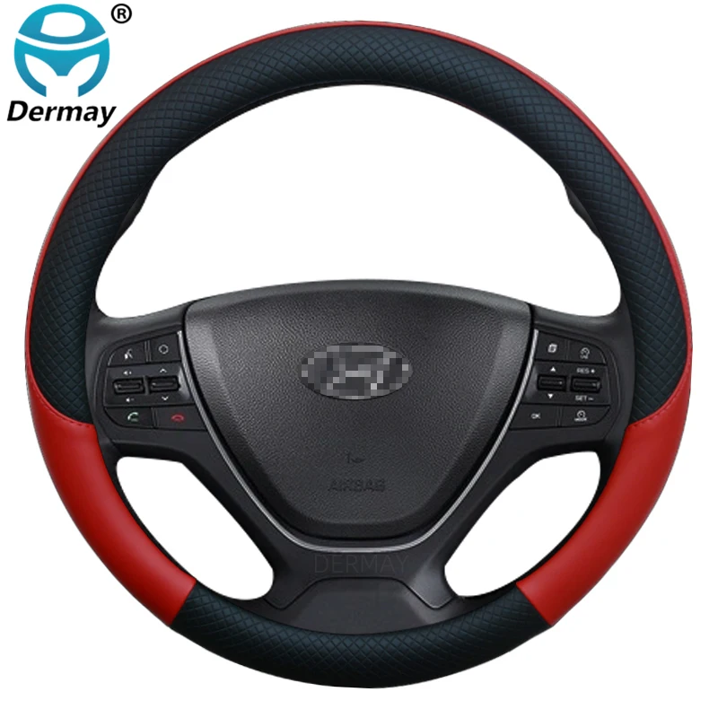 for Hyundai i20 MK1 MK2 MK3 Inokom i20 Elite i20 Car Steering Wheel Cover Leather Anti-slip 100% DERMAY Brand Auto Accessories