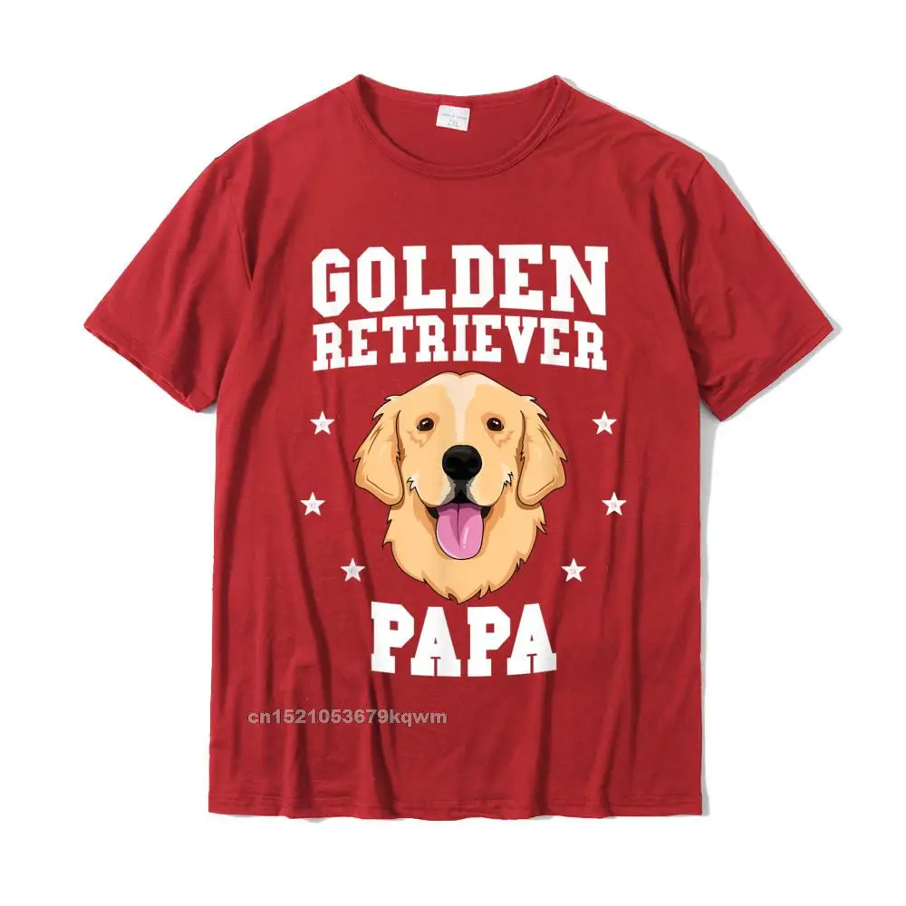 Golden Retriever Papa T-Shirt For Men Grandpa Dog Pet Owner T-Shirt Custom T Shirts Retro Tops Tees Cotton Men\'s Summer