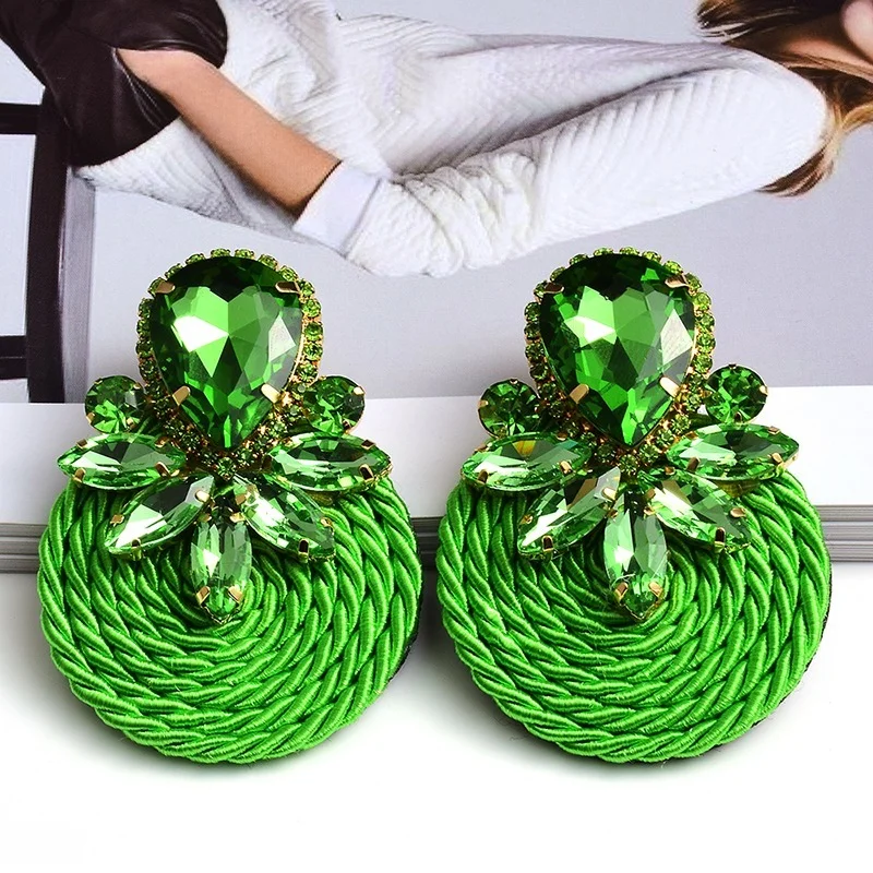 

New Design Colorful Crystal Handmade Round Earrings High-Quality Statement Fashion Rhinestone Jewelry Accessories for Women