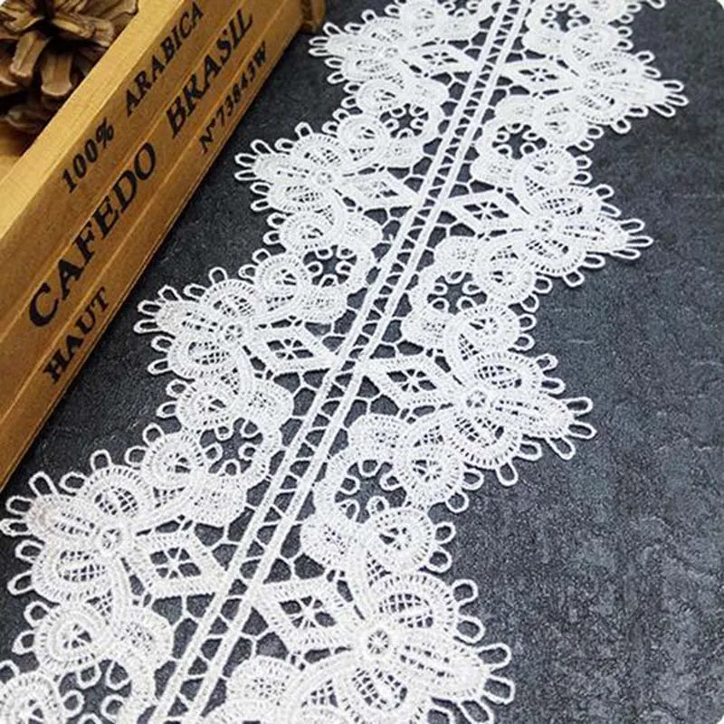 GXINUG 1 yard 10.5cm Water Soluble Milk Silk Flower Lace  Trim Ribbon Dress Applique Embroidered DIY Sewing Craft