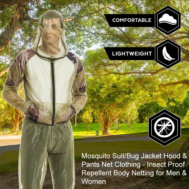 Chaqueta pesca unisex con capucha malla y repelente mosquitos