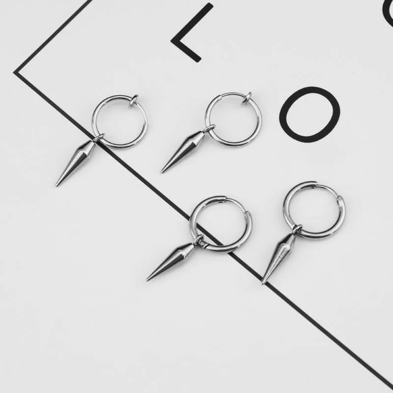 GO T7 stars Mens feather stainless steel earring,guys jewellery,accessory, hipster, grunge style, punk,Tide bullets earrings men