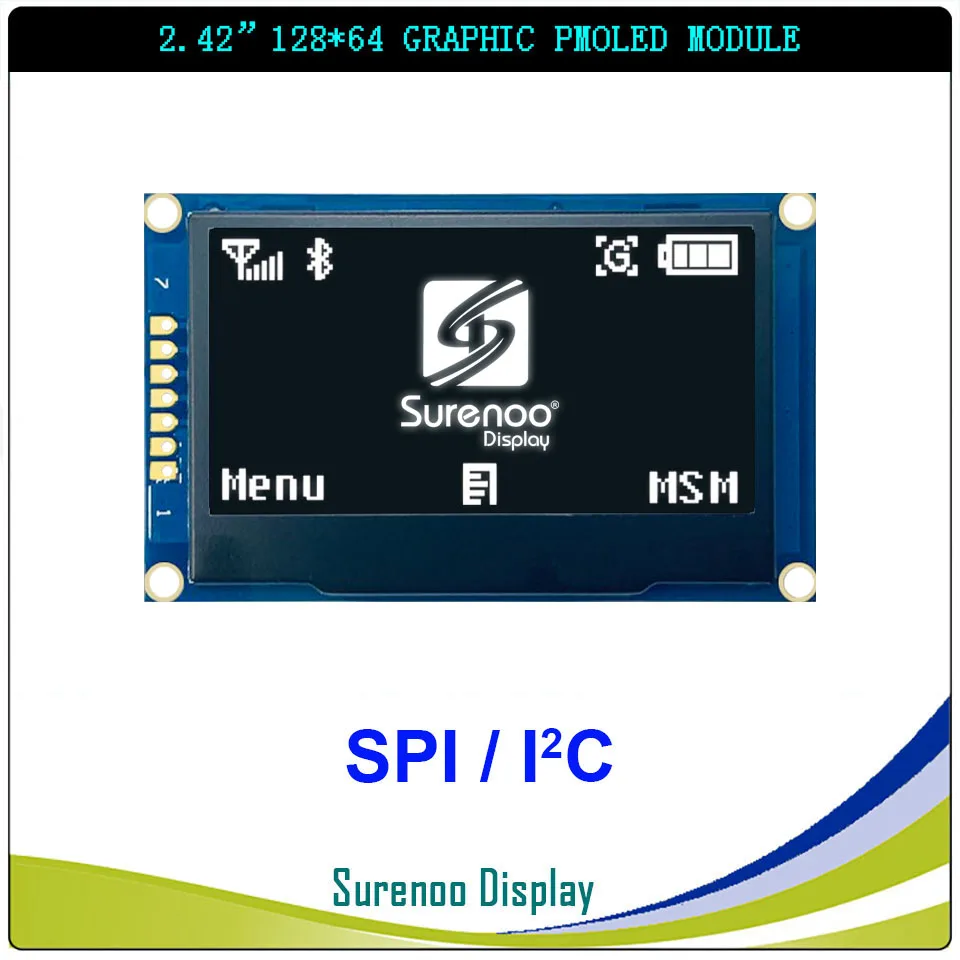 Real OLED Display, 2.42" 128*64 12864 SPI I2C / IIC Graphic LCD Module Screen LCM Screen SSD1309 Controller