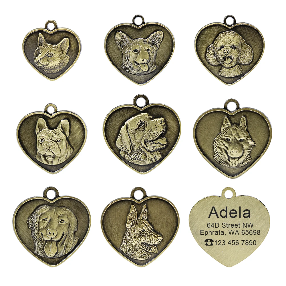 Custom Dog ID Tag Engraved Personalized Name ID Tag For Dogs Cats Puppy Round Metal Nameplate Pet Accessories