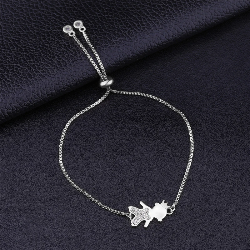 Juya Women Bracelet Supplies Adjustable Silver Color Boy Girl MaMa Charm Bracelet For Mom Daughter Friendship Jewelry Wholesale
