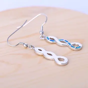 全新時尚波浪垂墜耳環,女士納比藍火歐泊吊墜耳環,新娘婚禮珠寶禮物 10 最佳銷售 藍色蛋白石 - №9