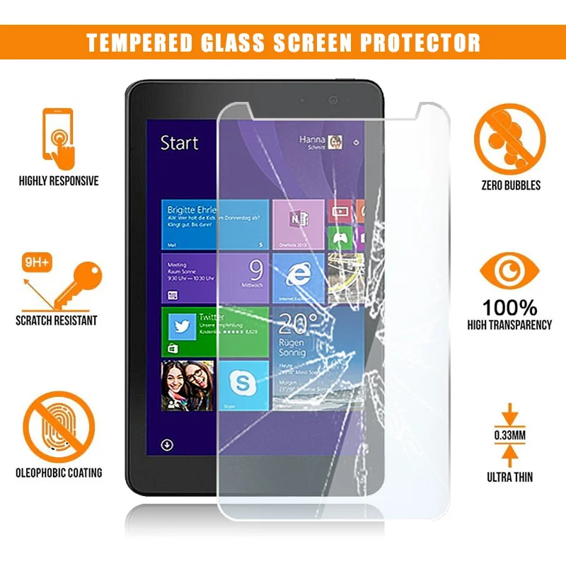 

Screen Protector For Dell Venue 8 Pro 5855 Tablet Tempered Glass 9H Premium Scratch Resistant Anti-fingerprint Film Guard Cover