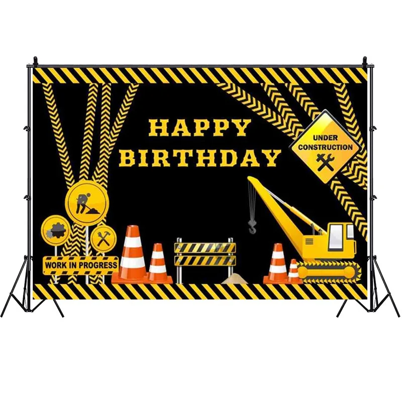 Construction Dump Truck Backdrops Boys Birthday Party Photography Background Photographic Photo Studio Props Banner Decoration