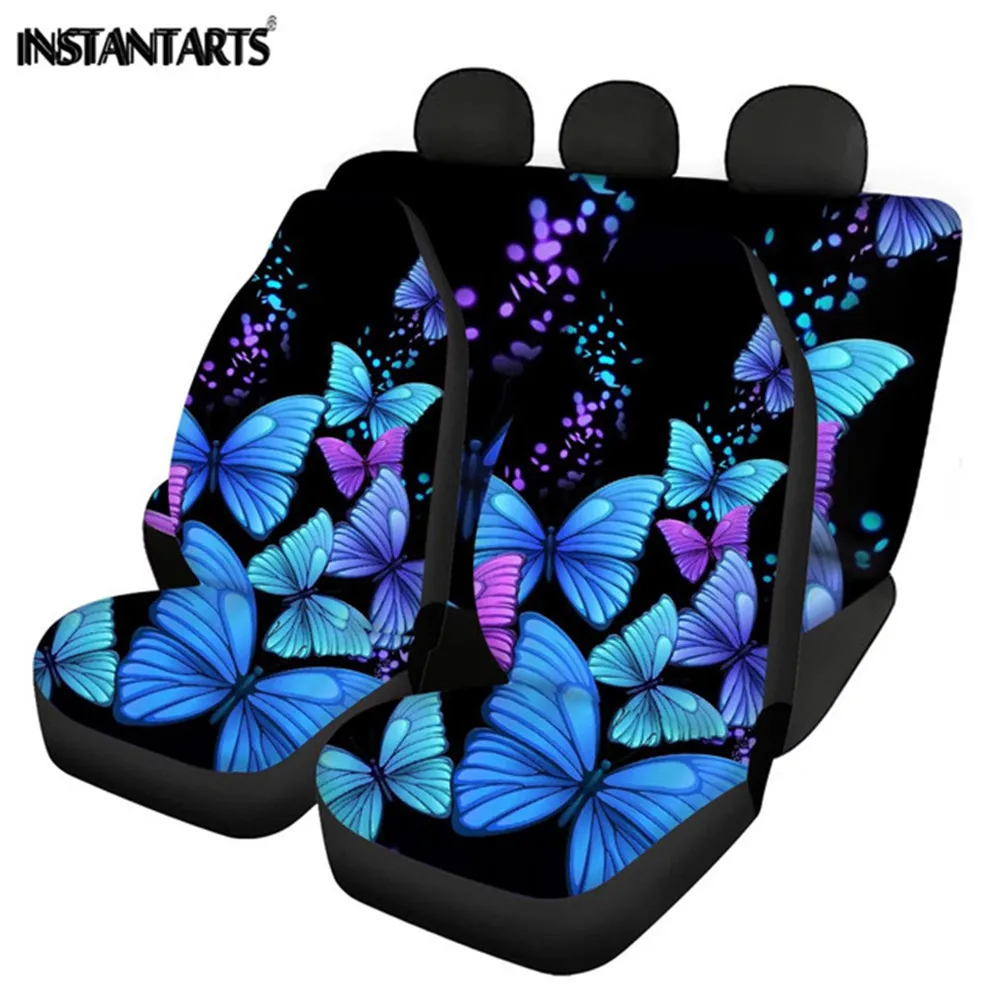 

INSTANTARTS Glowing Beautiful Butterfly Prints Anti-Slip Vehicle Seat Cushion Easy to Install Front/Rear Car Seat Protector Hot