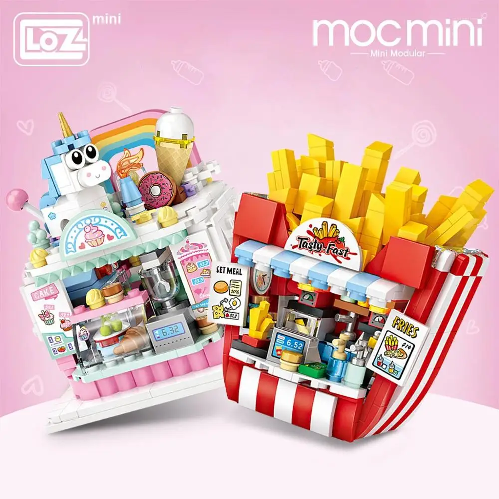 

LOZ Mini Cake Shop French Fries Shop Blocks building toys Plastic Assembly Blocks Children Toy DIY Architecture Scenes Model