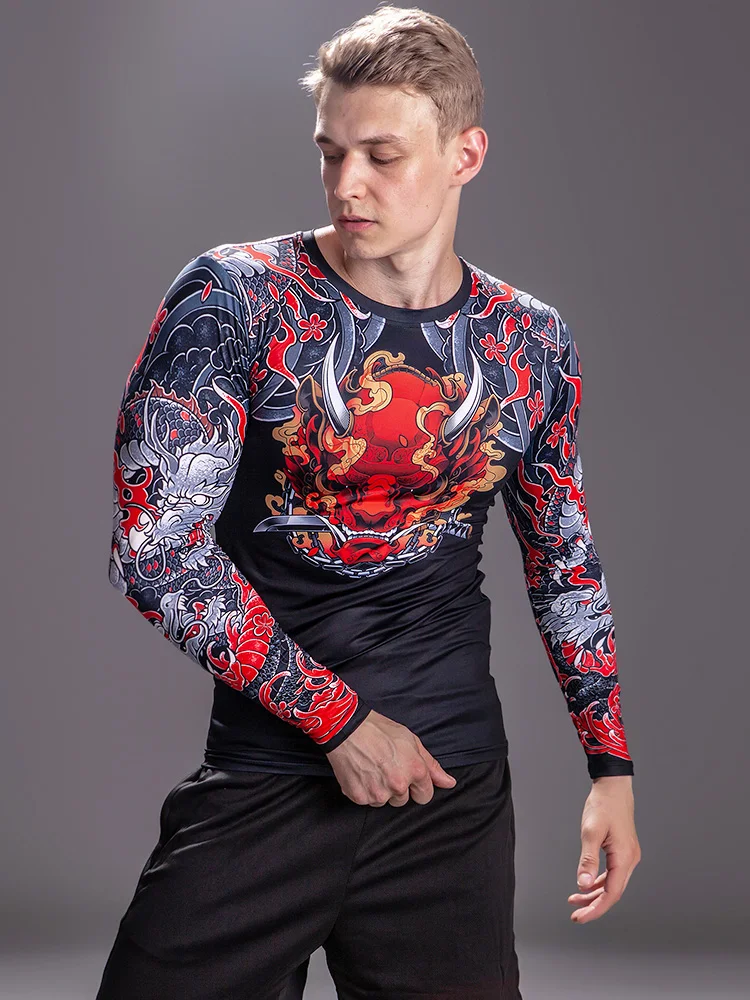 T-shirt męski z nadrukiem 3D Top fitness Harajuku koszulka kompresyjna personalizuj T-shirt Anime moda sportowa japoński top męski — zdjęcie 2