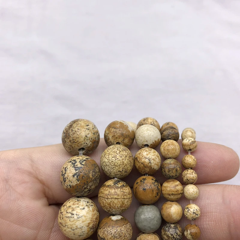 Natural  Picture Jaspers Stone Round Beads 15\