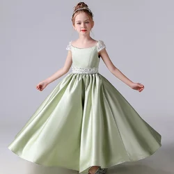 Dideyttawl Elegant Satin Girl Birthday Party Princess Gowns Vintage Flower Girl Dresses Formal Communion Dress For Kids