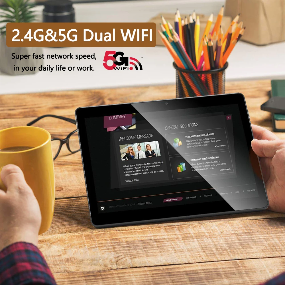 MT6762 10 인치 태블릿 PC 2.4G/5G Wifi 글로벌 블루투스 Wifi 패블릿, 안드로이드 9.0 옥타 코어 4G LTE 듀얼 SIM 카드 IPS 1920*1200