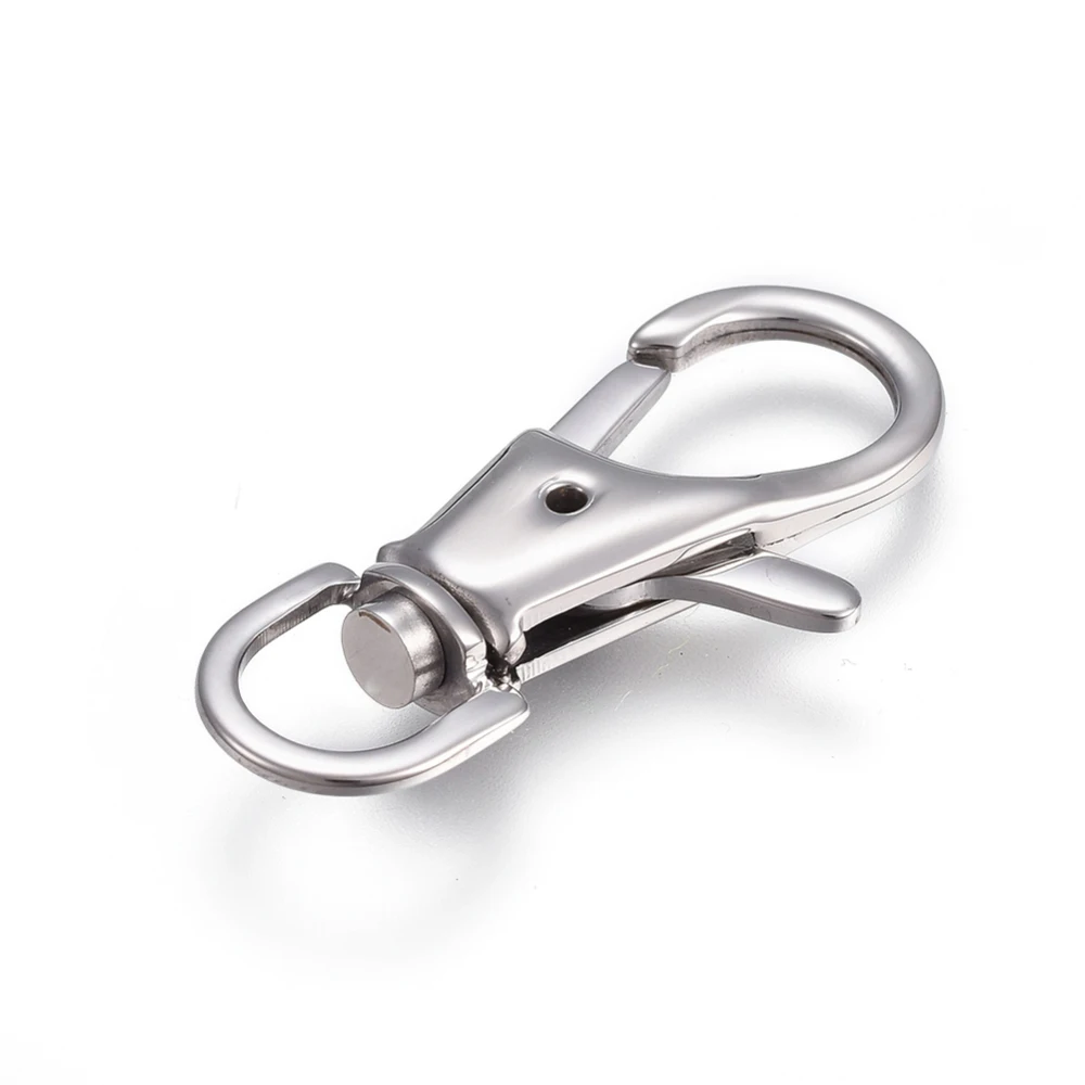 10pcs 304 Stainless Steel Swivel Lanyard Snap Hook Lobster Claw Clasps For Jewelry Making DIY Accessories 34x16x5mm, Hole: 8mm