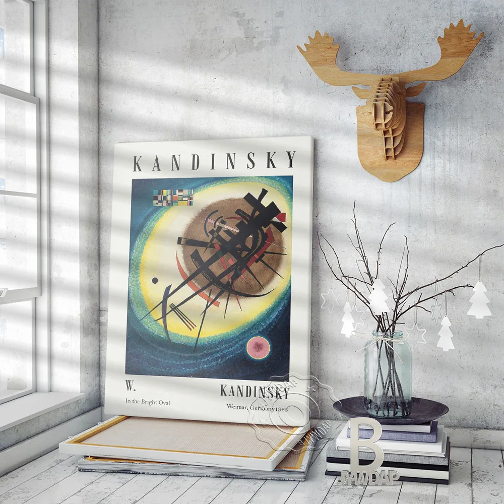 Wassily Kandinsky Retro Exhibition Museum Poster, Colored Drawing The Bright Oval High Quality Art Print, Abstract Home Decor