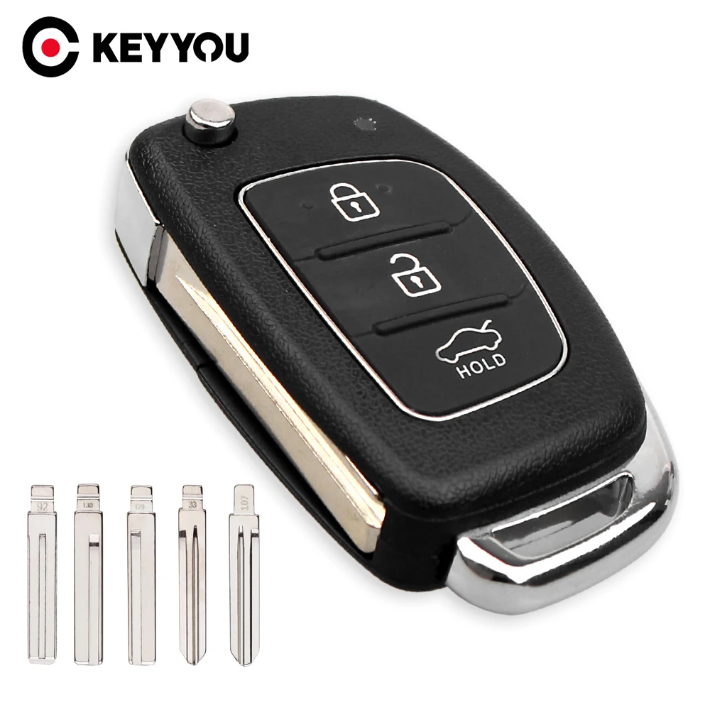 KEYYOU 3 Buttons Flip Folding For Hyundai Solaris IX35 IX45 ELANTRA HB20 Verna Solaris Remote Auto Car Key Shell Blanks