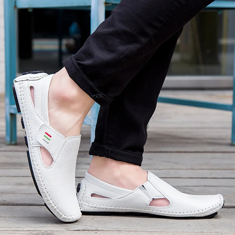 Mens moccasins Plus size 47 48 white leather sneakers male elegant style summer shoes man dress formal shoes