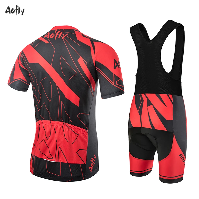 Aofly 2020 New Red Black Stripes Short Sleeve Cycling Jersey Breathable Suit Men Summer MTB Pro BICYCLING Quick-Drying Triathlon