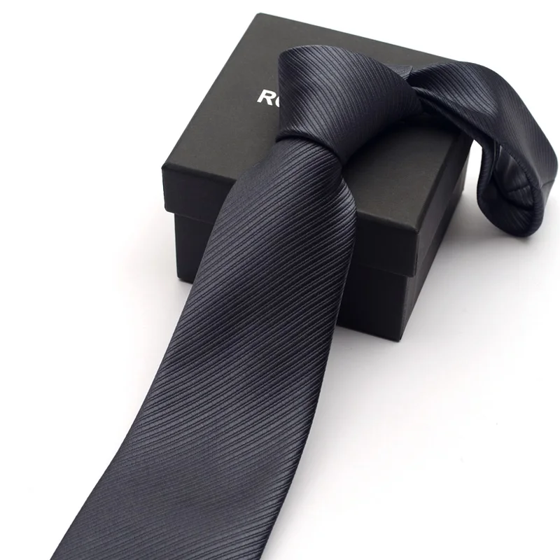 

2022 High Quality Brand New Fashion Business Twill Dark Gray 8cm Necktie Bridegroom Wedding Tie Show Party Ties with Gift Box