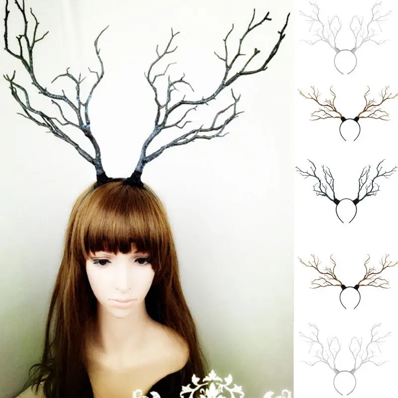 Hot Fairy Long Antlers Tree Branches Horns Hat Hair Headband Cosplay Party Fancy Dress Xmas Best Gift