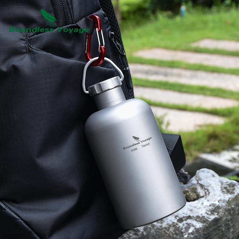 

Boundless Voyage Titanium Water Bottle with Lid Outdoor Camping Cycling Hiking Sports ea Coffee Mug Drinkware 400ml