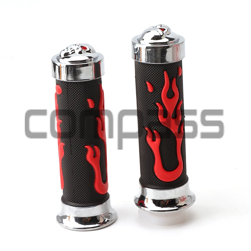 

Modified flame pattern skull head decoration throttle handle set street car scooter off-road vehicle motorcycle spare parts