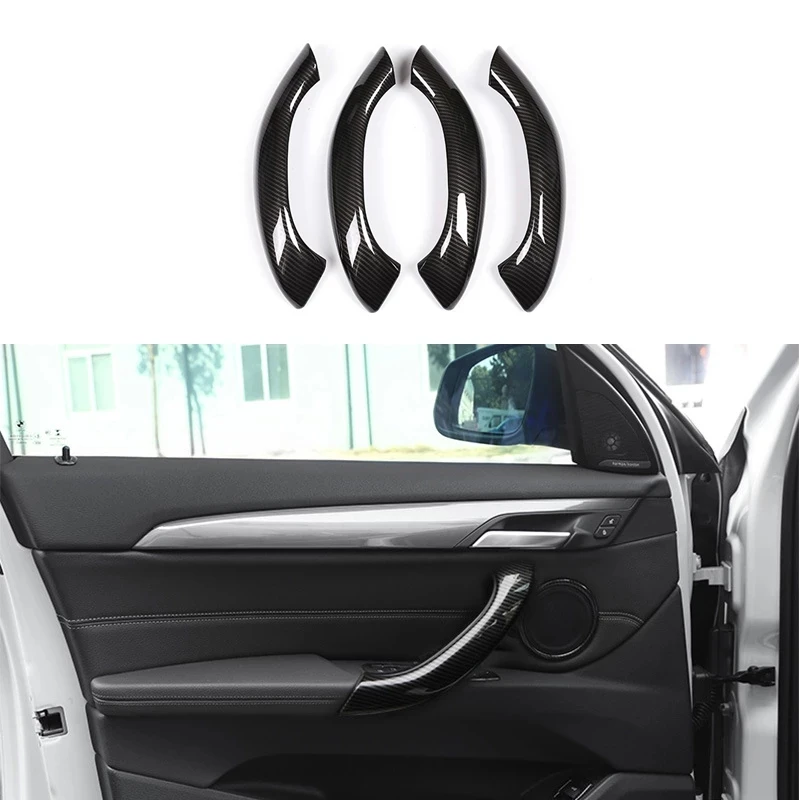 4 Pcs For BMW X1 F48 2016 2017 2018 Carbon Fiber ABS Car Inner Door Handle Trim Car Accessories For BMW X2 F47 2018