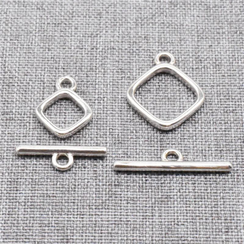 

4 Sets of 925 Sterling Silver Plain Square Toggle Clasps for Necklace Bracelet