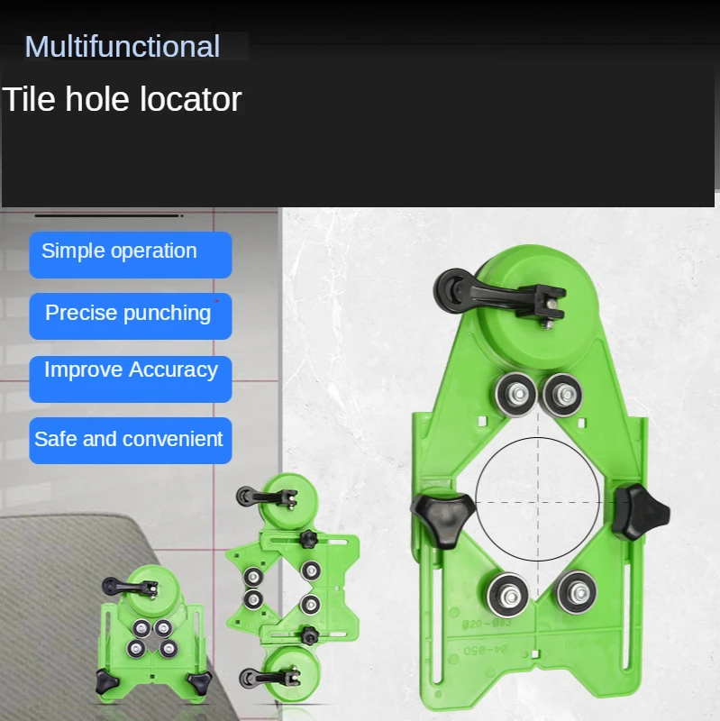 Glass Tile Hole Locator Auxiliary Tool, Multi-Function Drill Bit Suction Cup, Marble Puncher Adjustment