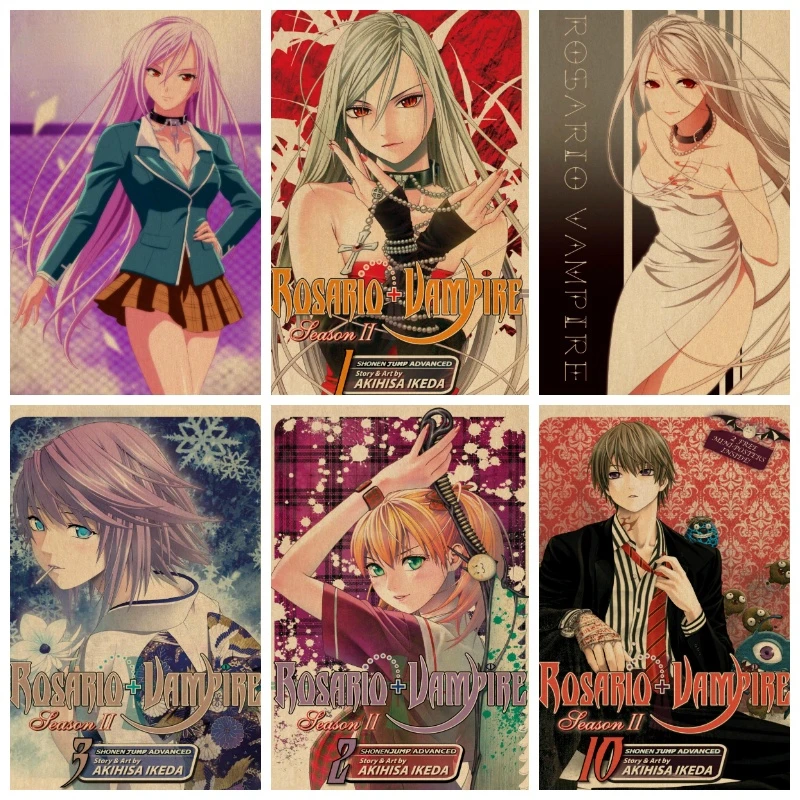 Canvas Painting Rosario Vampire Retro Poster Anime Posters Home Decor Wall Poster Wall Decor Wall Art Photos for Children's Room