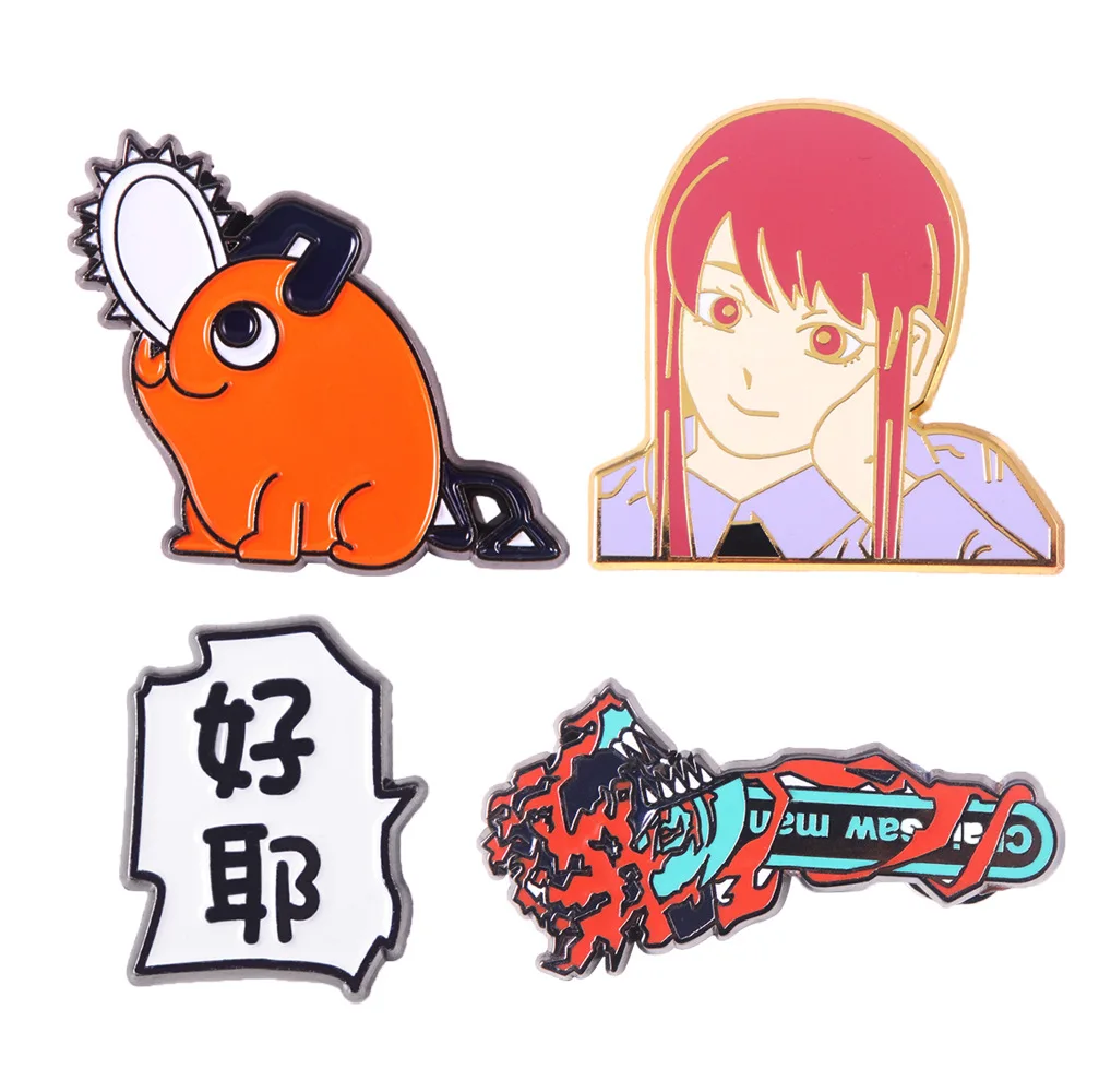 Chainsaw Man Enamel Pins Anime Cosplay Jewelry Denji Makima Power Pochita Brooch Pin Fans Collection Gift Props