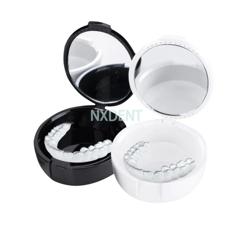 

1pc Dental Fasle Teeth Bath Case with Mirror Glass Teeth Cleaning Tools Dental Denture Storage Box Tooth Appliance Container too