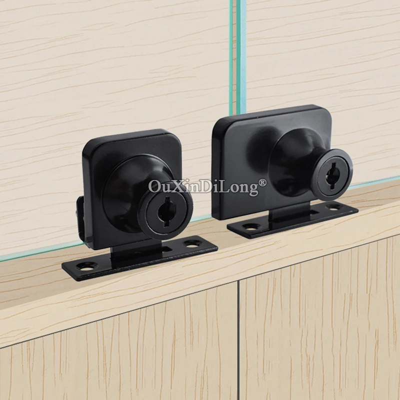 

Бесплатная доставка, 8 комплектов, замки для шкафов, торговых центров, ювелирные изделия витрина для мобильных телефонов, стеклянные дверные замки для шкафов, черные/хромированные