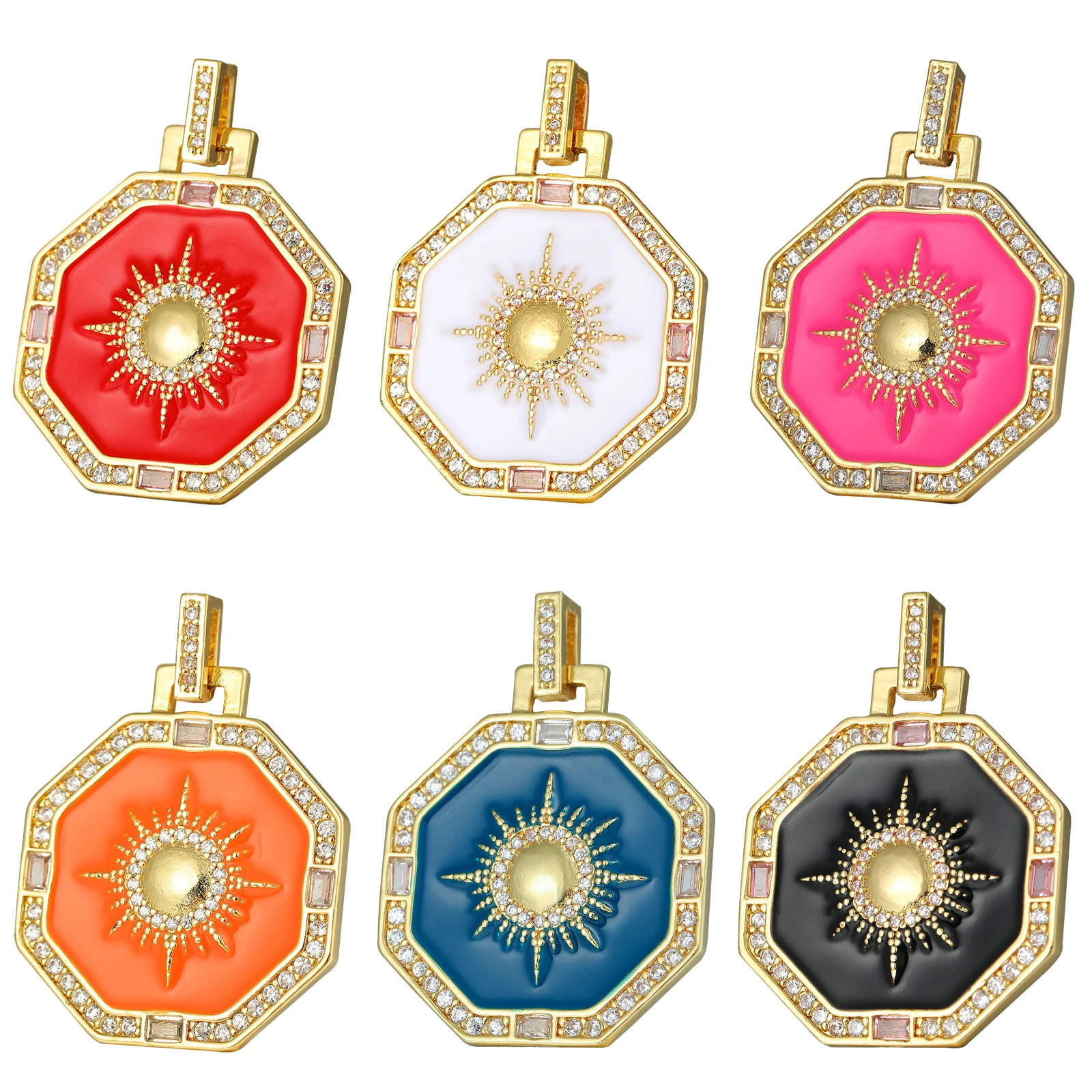 

Juya Handicraft Colorful Enamel Octagon Moon Star Charms For DIY Fashion Pendant Collar Jewelry Making Accessories Supplies