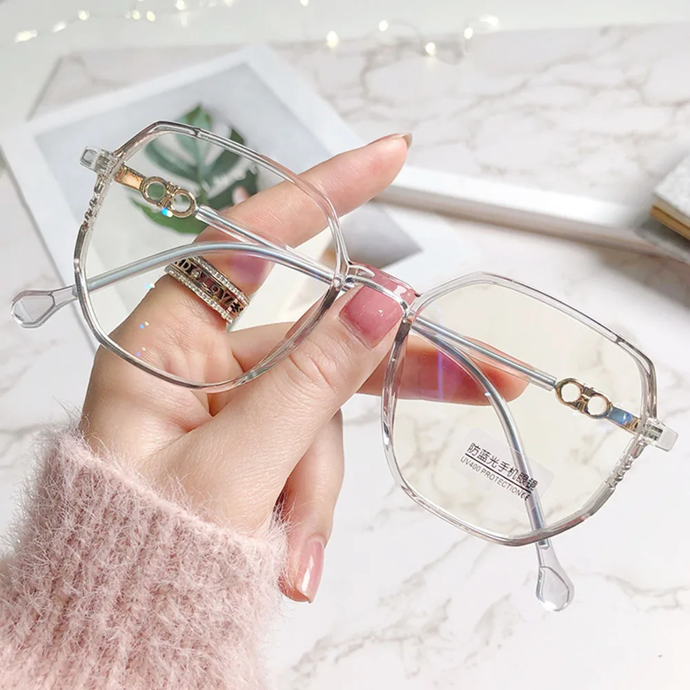 Gafas de montura grande para miopía, anteojos para miopía polígono, Vintage, antiluz azul, para estudiantes