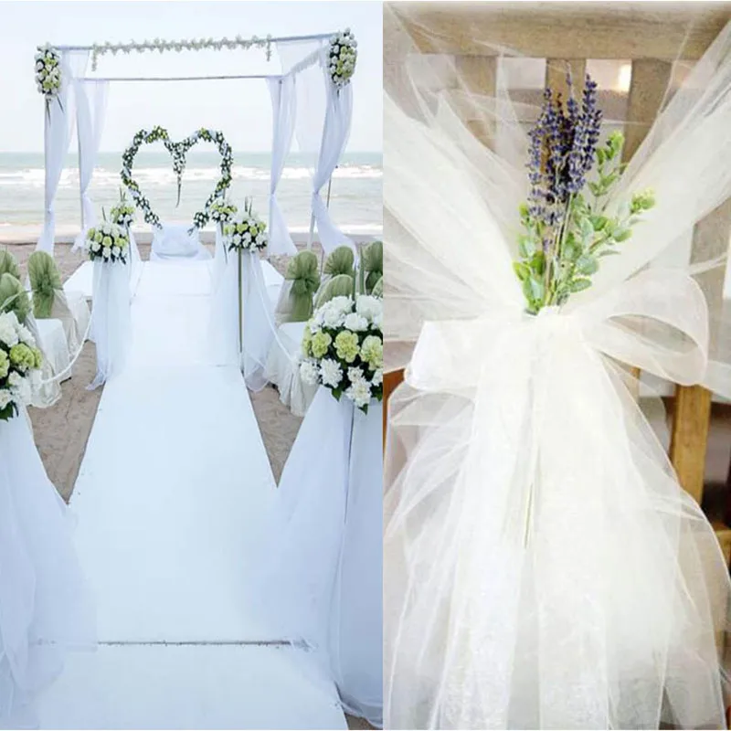 48cm *5*10*15m transparent crystal organza tulle roll fabric for hanging wedding party home decoration new year decoration