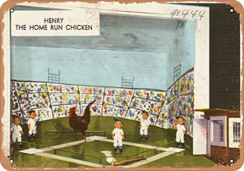 Metal Sign -  Postcard - Henry, The Home Run Chicken 1 - Vintage Rusty Look Wall Decor for Cafe beer Bar Decoration Crafts