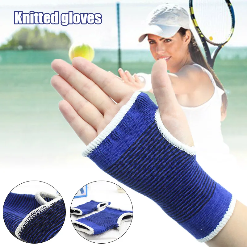 1 Pair Fitness Gloves Wrist Protection Anti-Slip Knitted Gloves for Tennis Sports