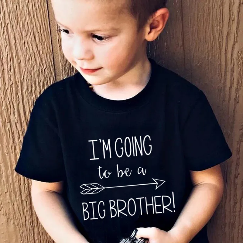 Funny I\'m Going to Be a Big Brother Boys Clothes Baby Anouncement Black T-shirts Short Sleeve Cotton Children T-shirt 2-10T