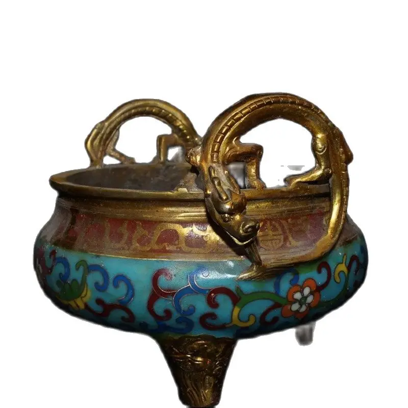 

China Old Beijing Old Goods Pure Copper Cloisonne Incense Burner