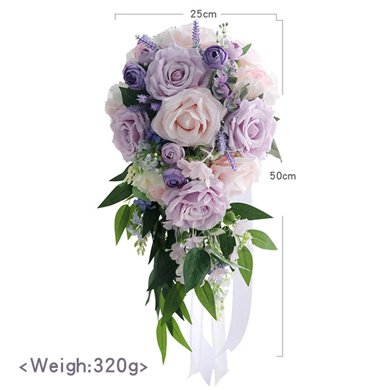 Lavndear Purple with Champagne Bouquet Wedding Flowers Bridal Bouquets Graden Style Long