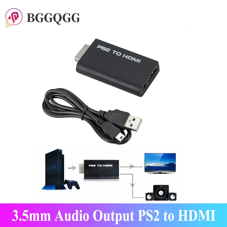 

PS2 to HDMI-Compatible 480i/480p/576i Audio Video Converter with 3.5mm Audio Output Supports PS2 Display Mode PS2 TO HDMI