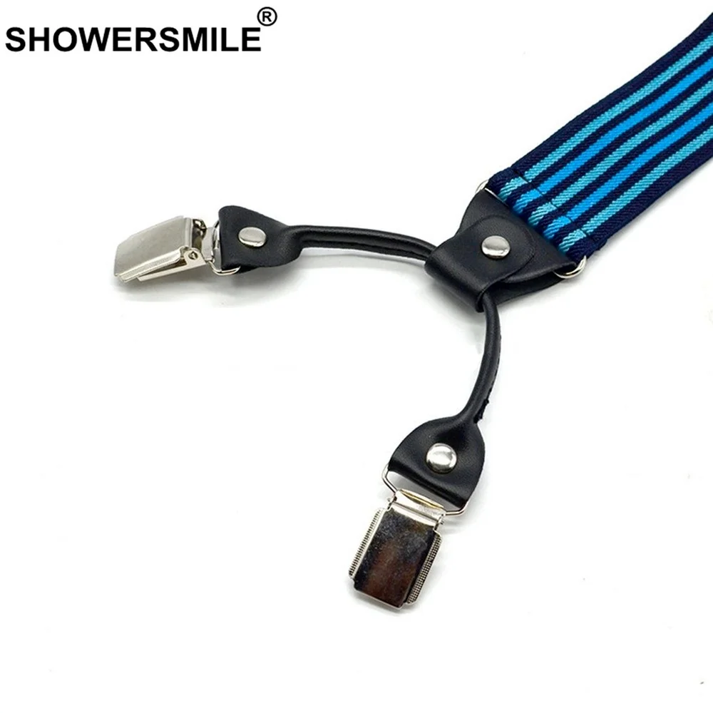 Stripe Suspenders Pants Men Elastic Y Shape Braces 4 Clips Suspender Belt 3.5*120cm Navy Suspender Male Red Black