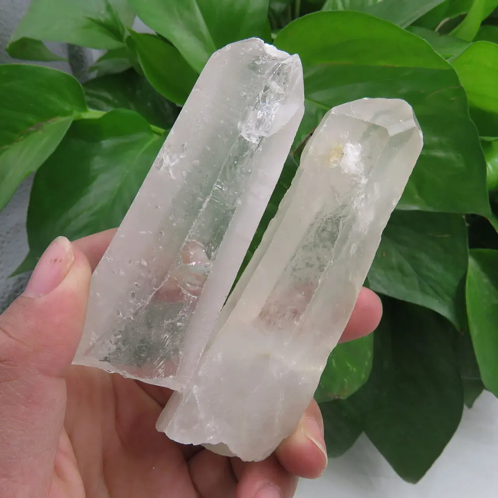 (2pcs/lot) 190~210g Natural Clear Quartz Crystal Point Wand Raw Material Unpolished Pocket Stone