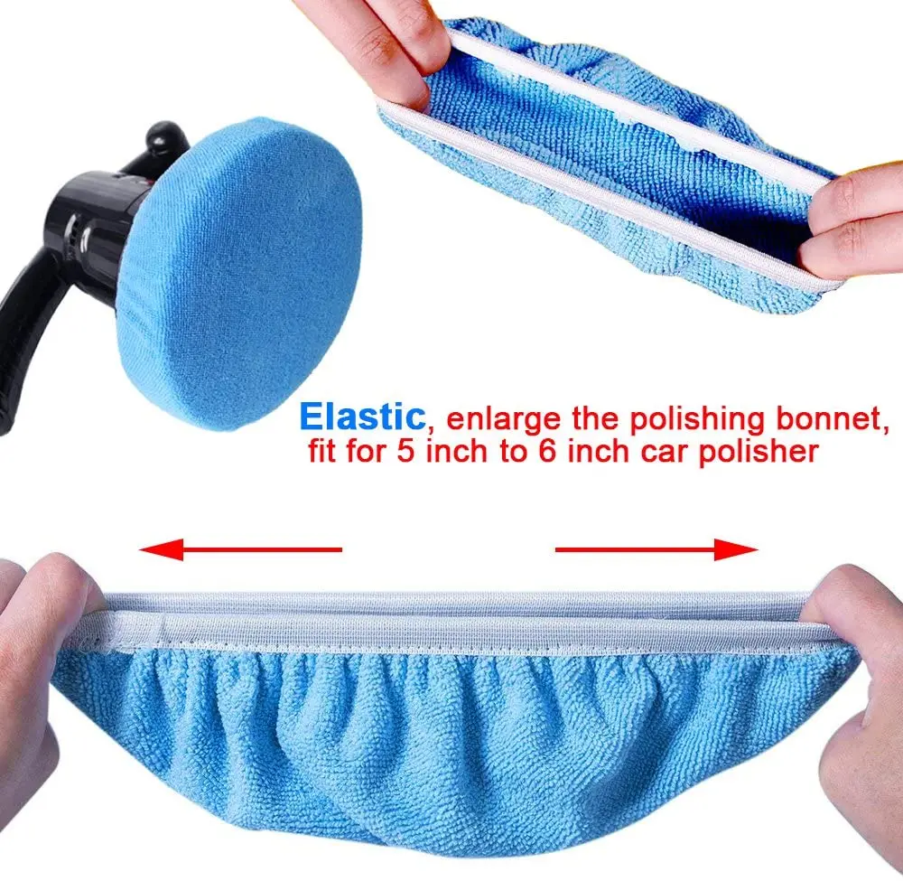Bonnets de pulido (5 a 6 pulgadas), almohadillas de microfibra suave para el capó, para la limpieza del encerado del coche