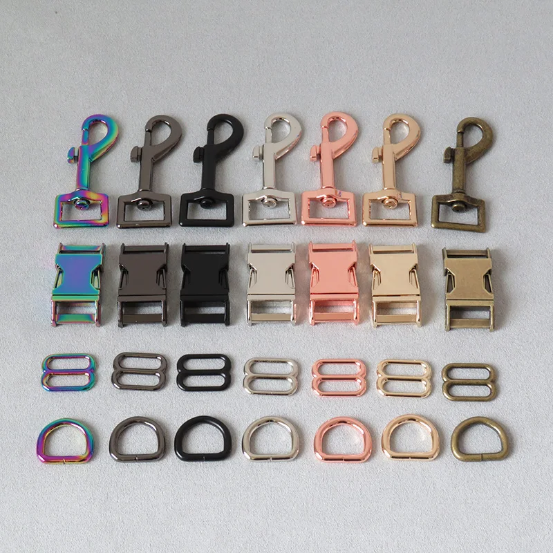 

100Sets Wholesale 20mm Metal D Ring Adjuster Belt Buckle Loop Snap Clip Hook For Dog Collar Leash Lobster Clasp DIY Accessory